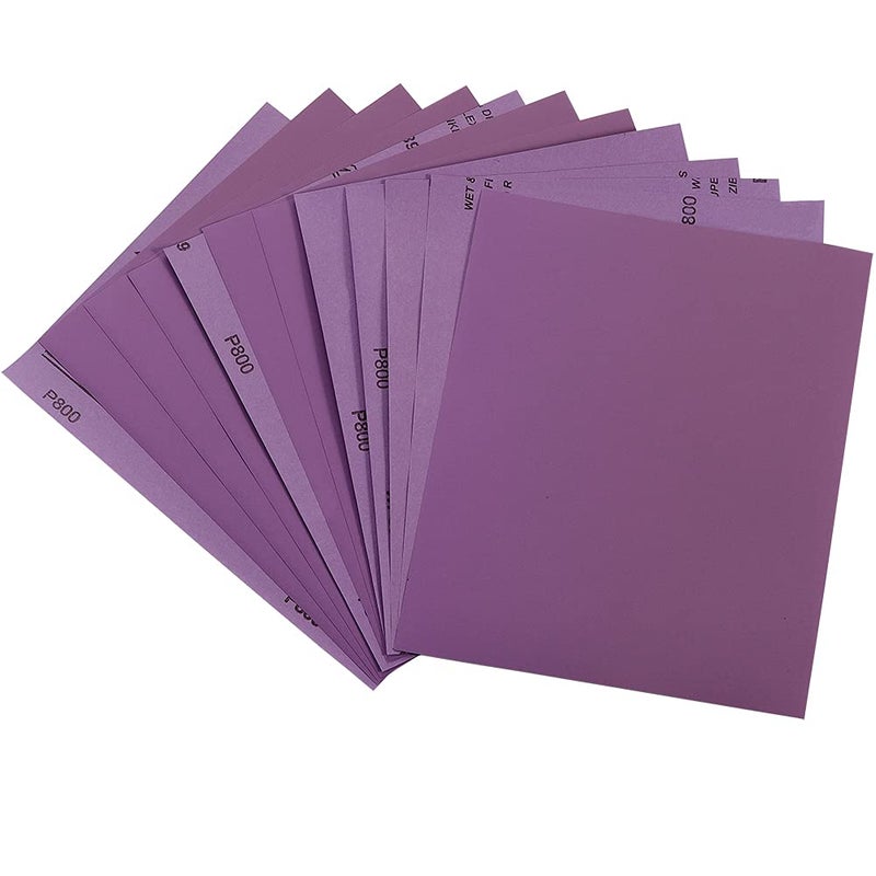 Arilier Sandpaper 800 Grit, Wet Dry Sanding Sheets 9 x 11 Inch, Advanced White Fused Alumina Abrasive Sander Paper for Wood Furniture Finishing, Metal Sanding, Automotive Polishing,12-Sheets - Image 1